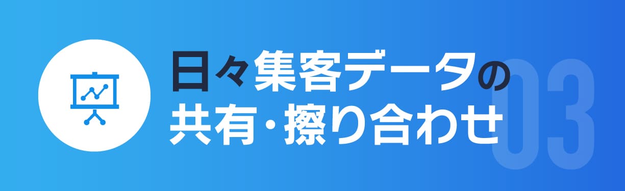 日々集客データの共有・擦り合わせ